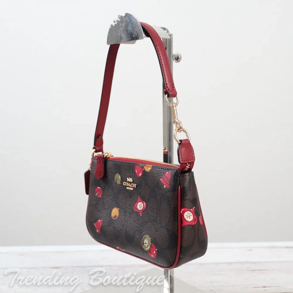 NWT Coach C7403 Nolita 19 in Signature Canvas with Ornament Print Brown Black - Picture 6 of 12